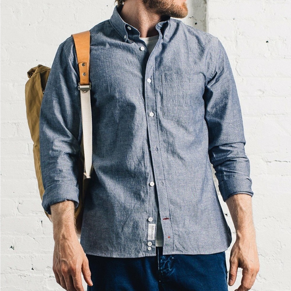 Apolis Organic Chambray Button Down, Blue/XL